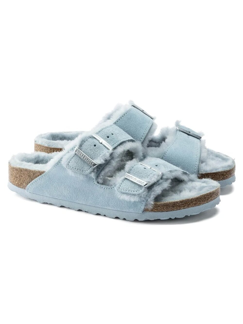 Birkenstock Arizona Shearling Suede Leather Light Blue - Size 37 - Picture 3 of 10